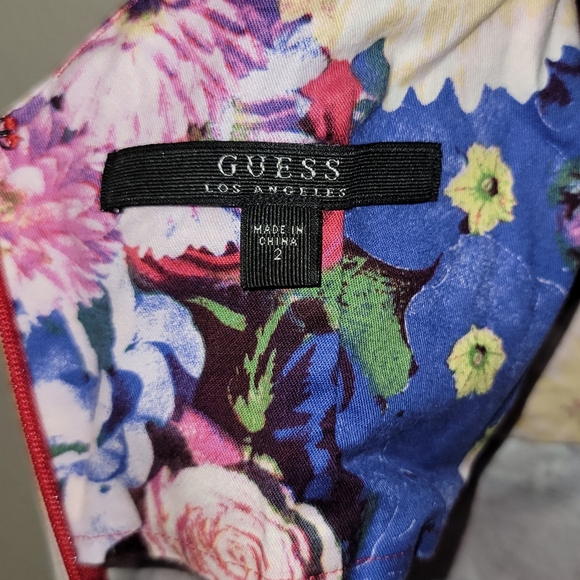 GUESS EUC Vibrant Multicolor "Ava April Showers" Bodycon Cotton Dress - Size 2 - Picture 8 of 12